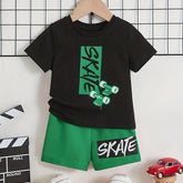 Boys "Skate" Casual Outfit Round Neck T-shirt & Shorts Kids Summer Clothes Sets